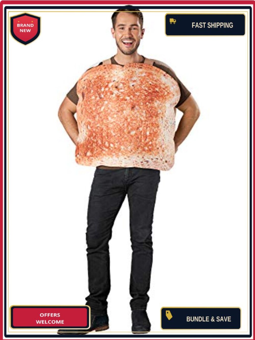Adult Toast Costume One Size Halloween Cosplay